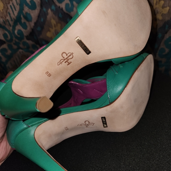 Cole HaanSandal Vivian Twist Purple & Green High Heel Open Toe 8 B Zip - Picture 3 of 6